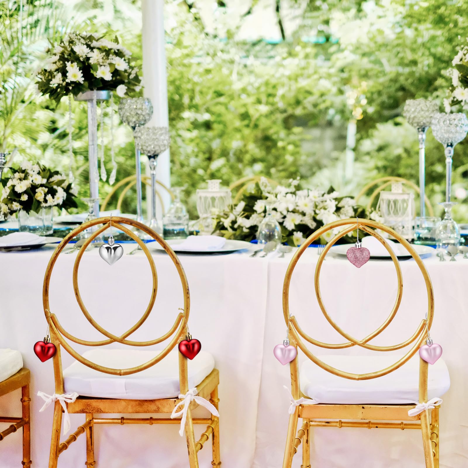 Alipis 48piezas Colgante de Bola de Corazón Decoración Colgante Árbol de San Valentín Adornos Hogar y Bodas de Adornos Brillantes Día de San Valentín