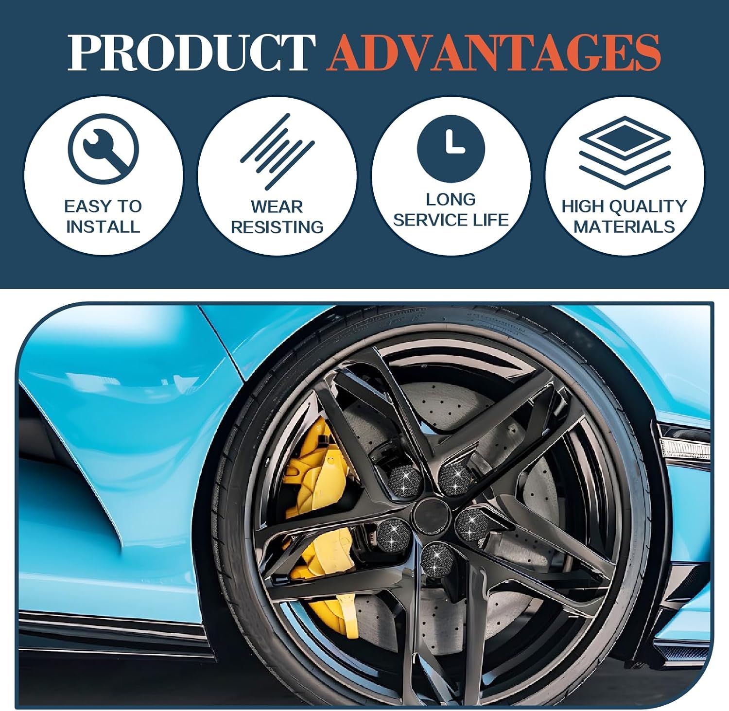 20 Pack Durable Anti-Theft Lug Nut Covers (19mm/0.75in) Universal Wheel Hub Bolt Caps with Removal Tool Automotive Decoration Accessories for Most Cars Diamonds Black