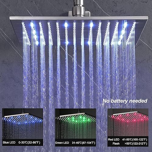 Miniatura 3 de Sistema de ducha Body Jet WHSHOWER con válvula termostática, grifo de lluvia combinado con doble función, 4 chorros corporales, cabezal de ducha LED