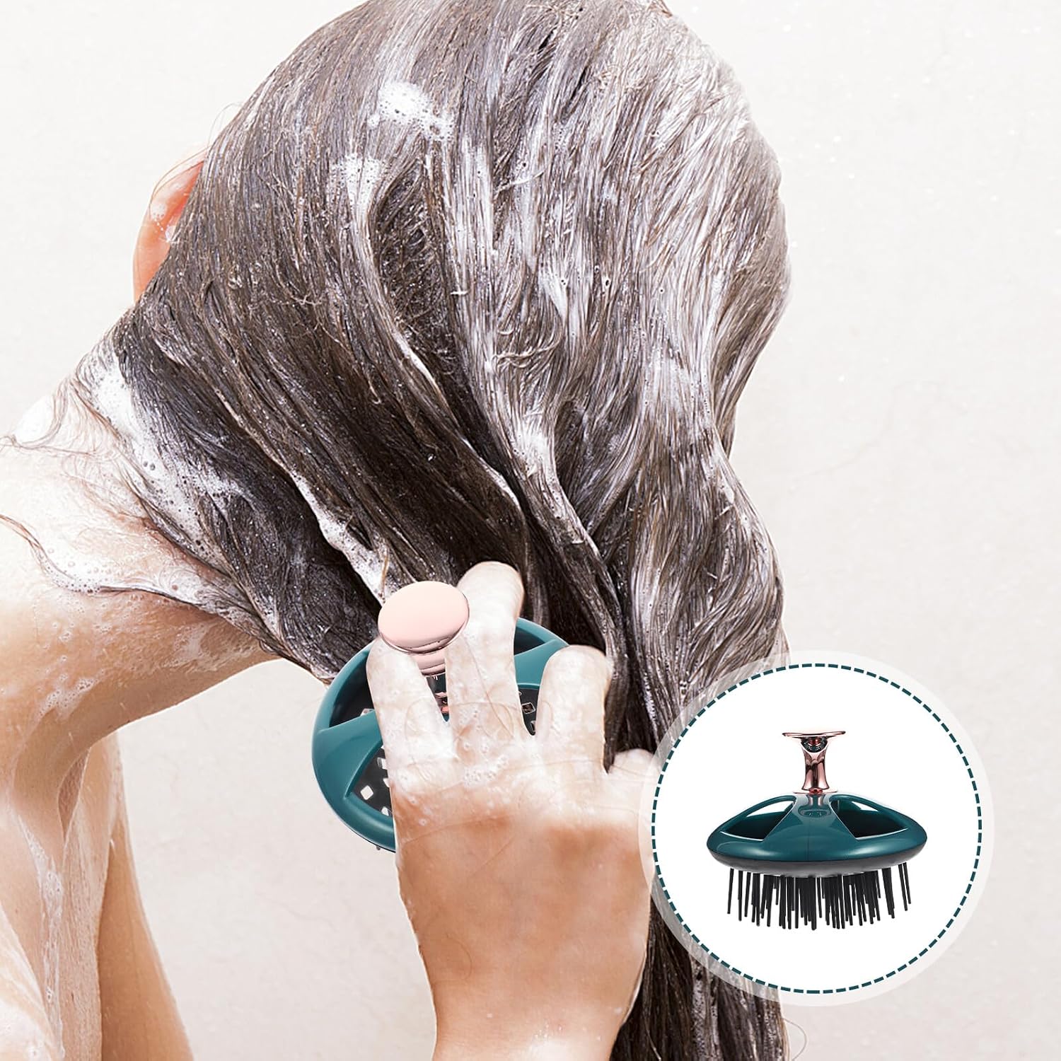 Compact Green Scalp Exfoliator Brush for Shower Use Wear-Resistant Massage Accessory Stimulating Head Acupoints Lightweight and Convenient Travel Hair Scalp Massager for Itch image 5