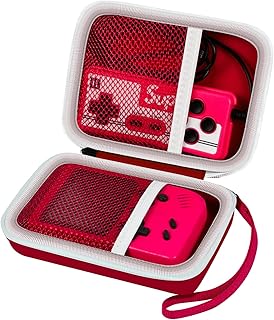 ALKOO UniversalÂ HardÂ CaseÂ forÂ HandheldÂ GameÂ Consoles, Retro Mini Game Player Box for Charging Cable, Earpods, Batteries and Accessories (Red)