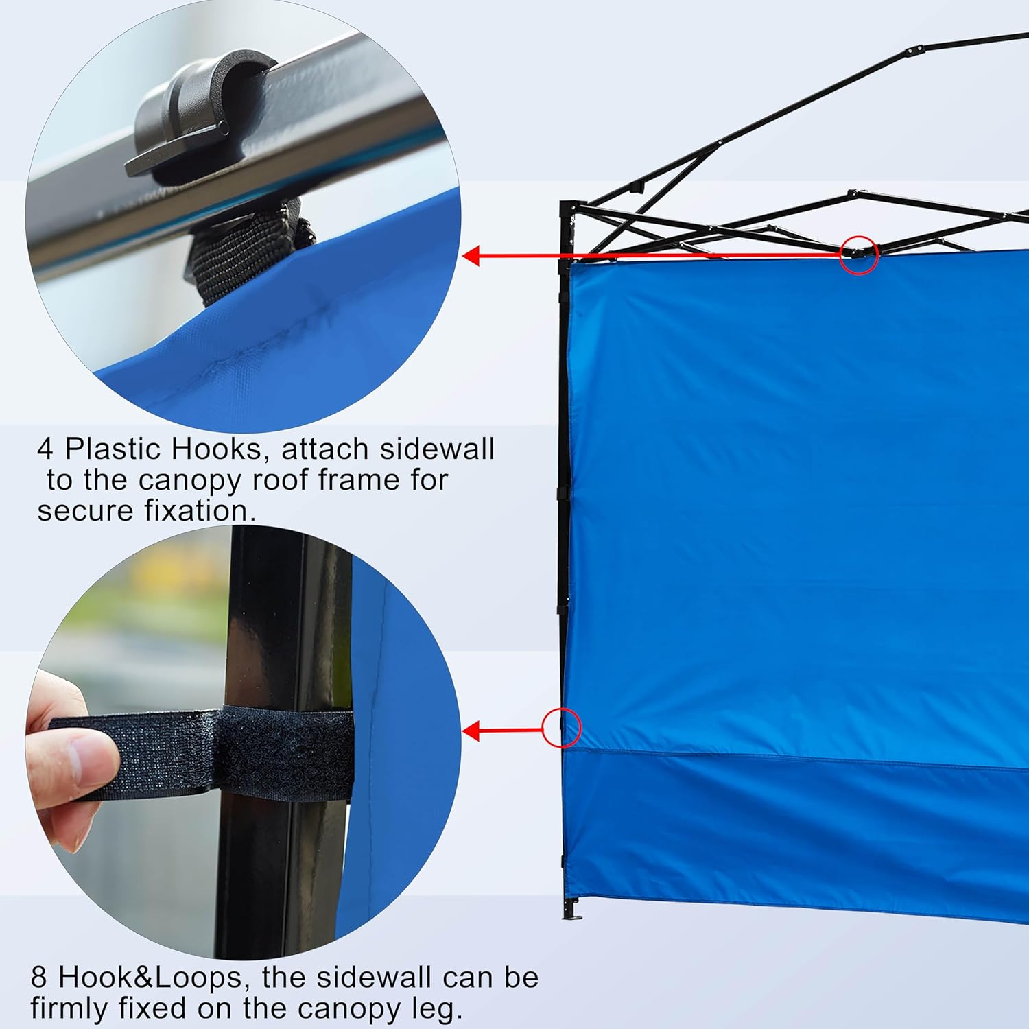 Canopy Sunwall Sidewall Gazebos Tent Waterproof for 10x10ft Pop up Straight Leg Gazebos Outdoor Instant Canopies 1 Pcs Blue Only