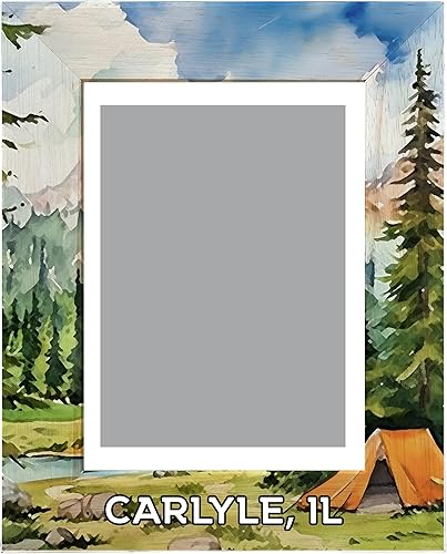 R and R Imports Carlyle Illinois Souvenir Wooden Photo Frame Camping Tent Design Vertical