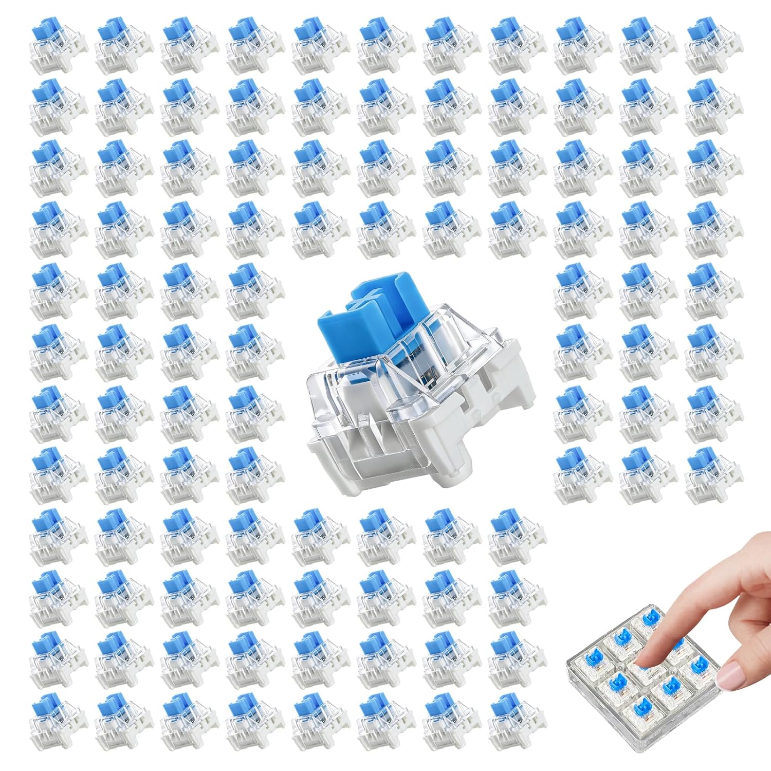 100PCS 3D Printer Clicker Insert, Note No Metal Pins, Blue Clicky Tactile