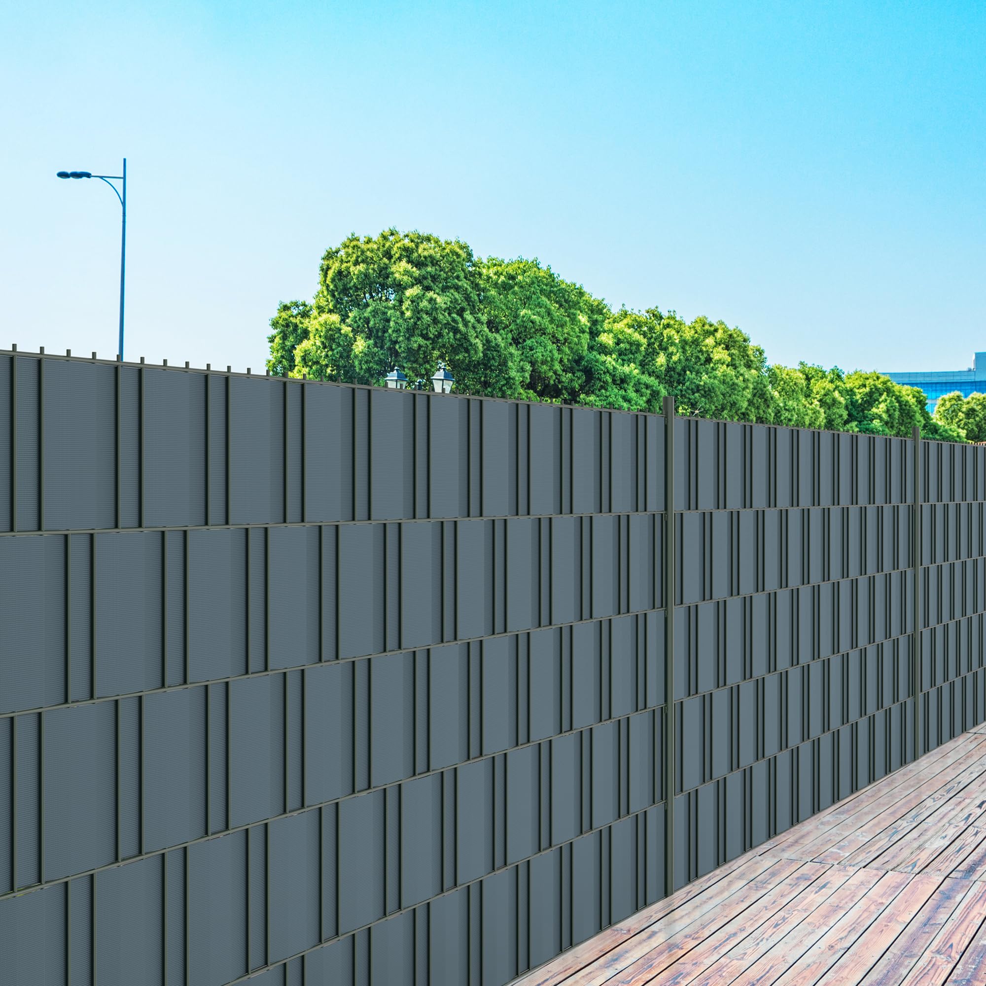 Sichtschutzstreifen Zaun 35 m x 19 cm inkl.20 Clips, PVC Sichtschutz Zaunfolie Sichtschutzstreifen Doppelstabmatten für Gartenzaun (35 m x 19 cm, Anthrazit)