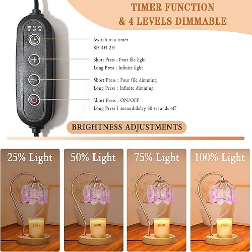 Miniatura 10 de NONVJJ Lámpara calentadora de velas, lámpara calentadora de velas con temporizador, luz calentadora de velas compatible con varias velas para