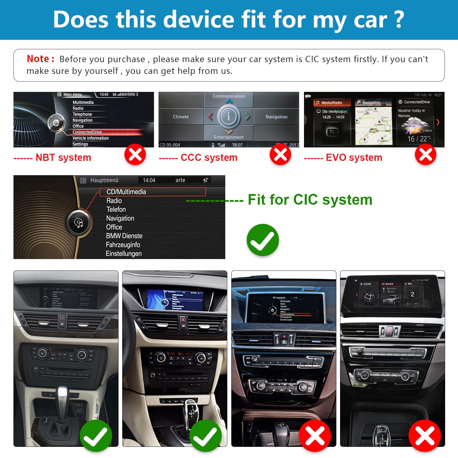 Radio samochodowe 12,3-calowy ekran dotykowy z bezprzewodową funkcją Carplay i Android Auto do BMW serii X1 E84 z lat 2009-2015 z systemem CIC, obsługuje Mirrorlink, kamerę, nawigację