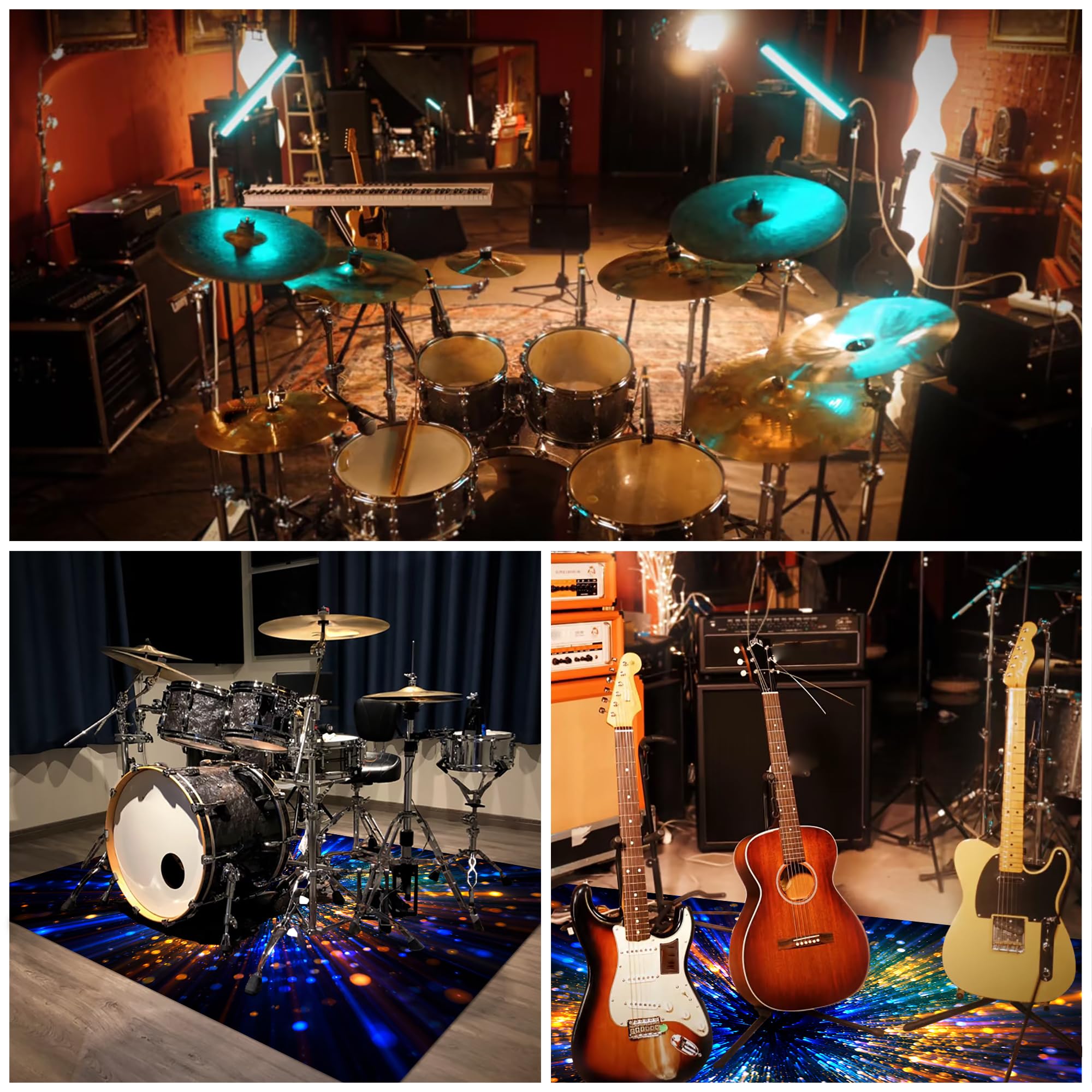 Alfombra Bateria Electronica Antivibrante Alfombrilla Tambor 130 x 100 cm | Antideslizantes, Insonorizada Alfombras Acusticas para Kits de Batería Acústica Electrónica Caja Y Instrumentos Musicales
