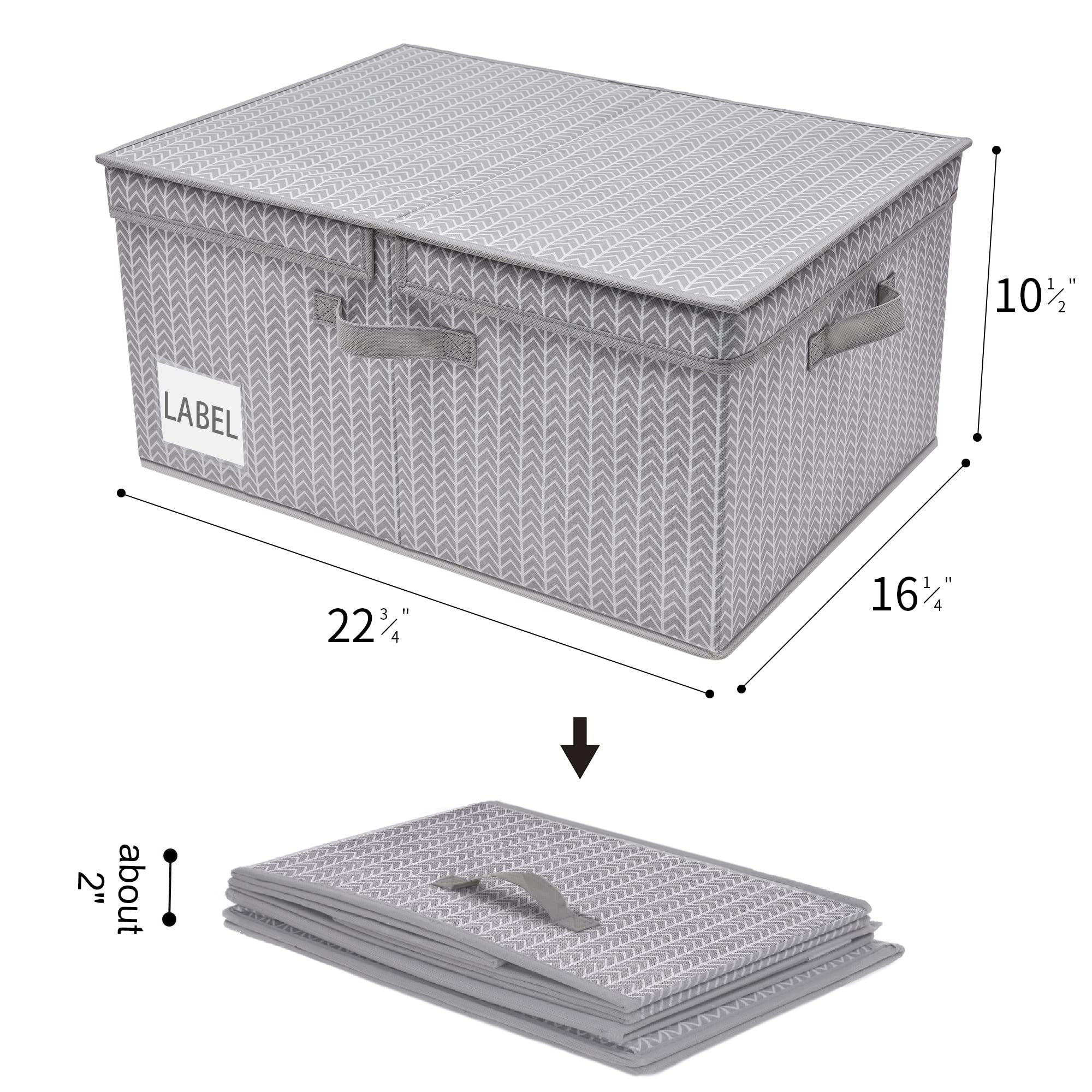 GRANNY SAYS Closet Storage Bins with lids, Fabric Storage Box with Lid, Clothes Bins Storage for Closet, Container Storage Baskets for Living Room Wardrobe Shelves, Jumbo, Gray/White, 1-Pack