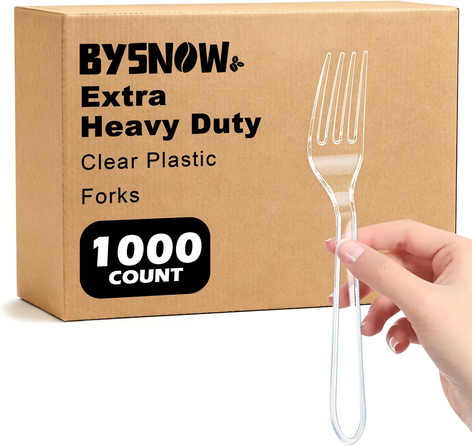 BYSNOW 360 Count Clear Disposable Plastic Forks, Extra Heavy Duty Disposable Forks, BPA-Free, Break & Heat Resistant, Solid and Durable, Premium Quality for Party, Camping, Everyday Use