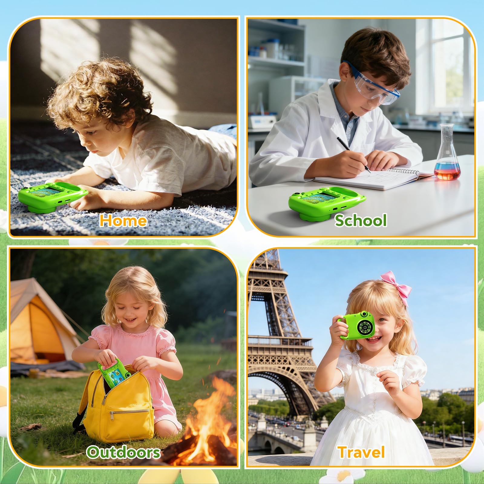 Microscopio digitale portatile 1000X per bambini, con schermo IPS da 2,4 pollici, ricaricabile USB-C, foto e video, giochi e canzoni integrati, scheda da 32 GB, regalo per bambini dai 5 ai 12 anni