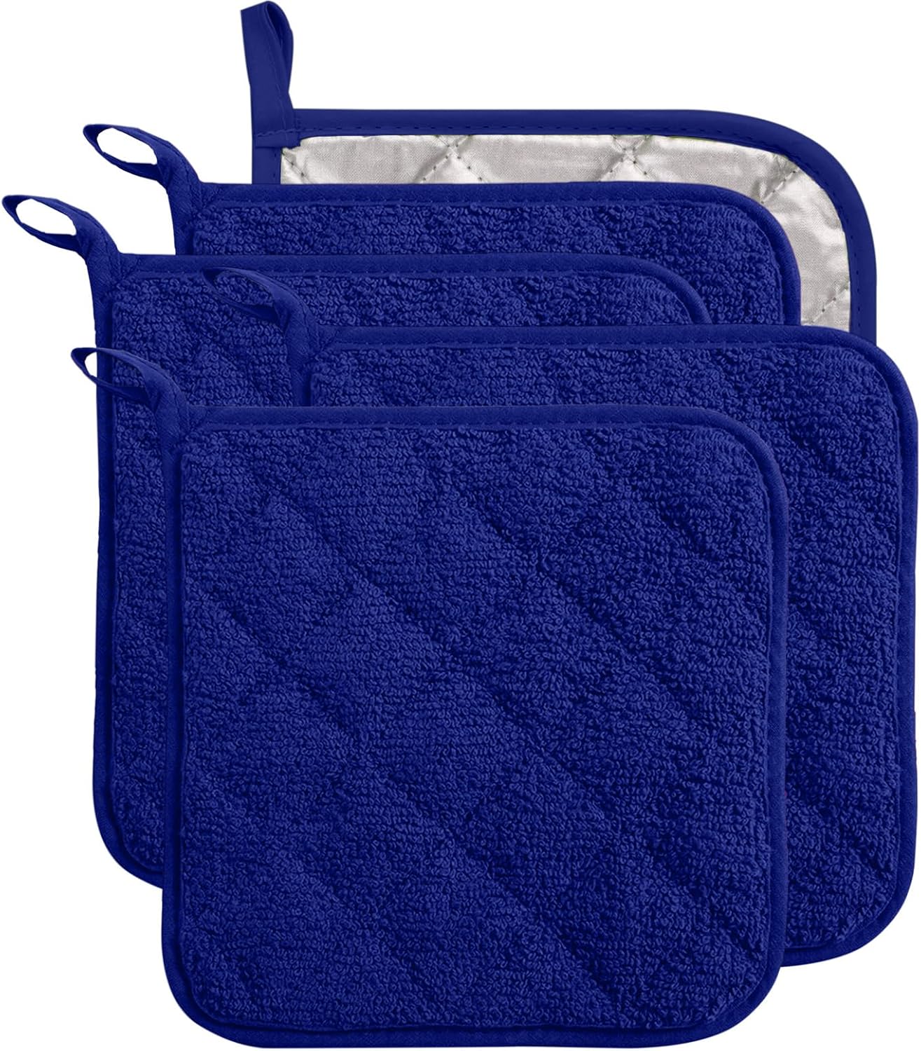 5 Pack Terry Cloth Pot Holders for Kitchen Heat Resistant, 7 x 7 Inch Insulated Oven