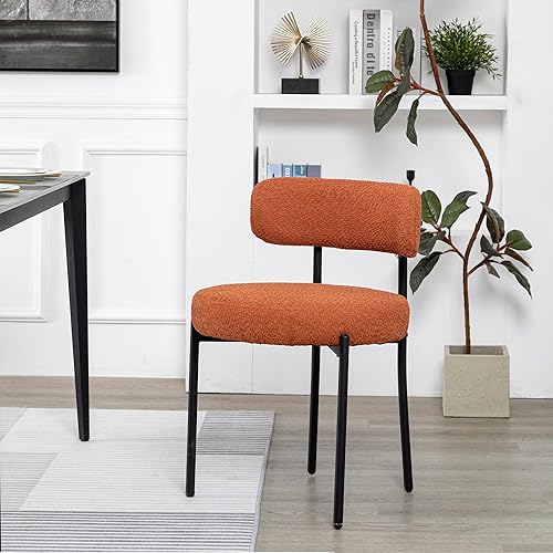 Miniatura 31 de DYHOME Juego de 4 sillas de comedor negras de bouclé, sillas de comedor tapizadas modernas con cojín de 10 cm de grosor y patas de metal resistentes