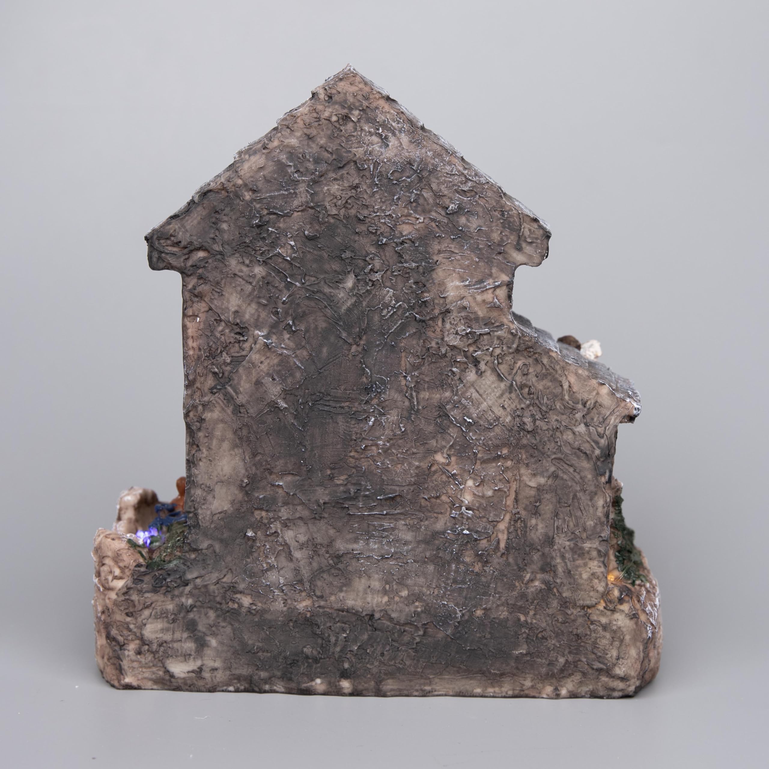 SHATCHI Crèche de Noël Lumineuse à LED de 22 cm avec crèche de Noël Jésus-Christ, Fonctionne à Piles, décoration de Table, Maison, fenêtre, résine, Marron