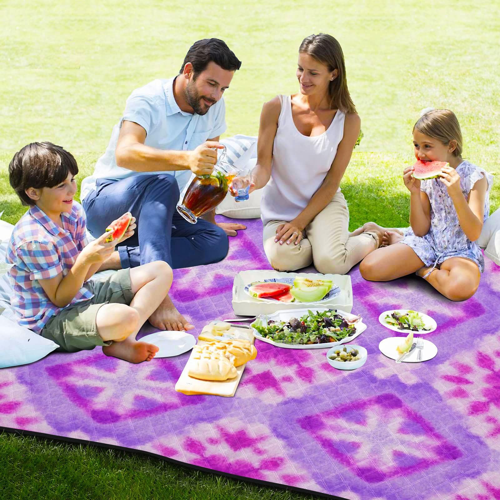 Różowo-fioletowy tie-dye duży koc plażowy piasek FreeCamping PartyMata plażowa na trawę
