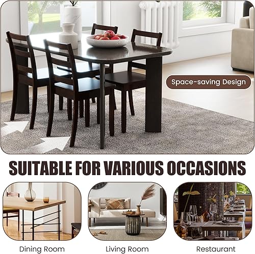 Miniatura 8 de GOFLAME Juego de 4 sillas de comedor, sillas laterales con respaldo de escalera con patas de madera de goma maciza y almohadillas antideslizantes