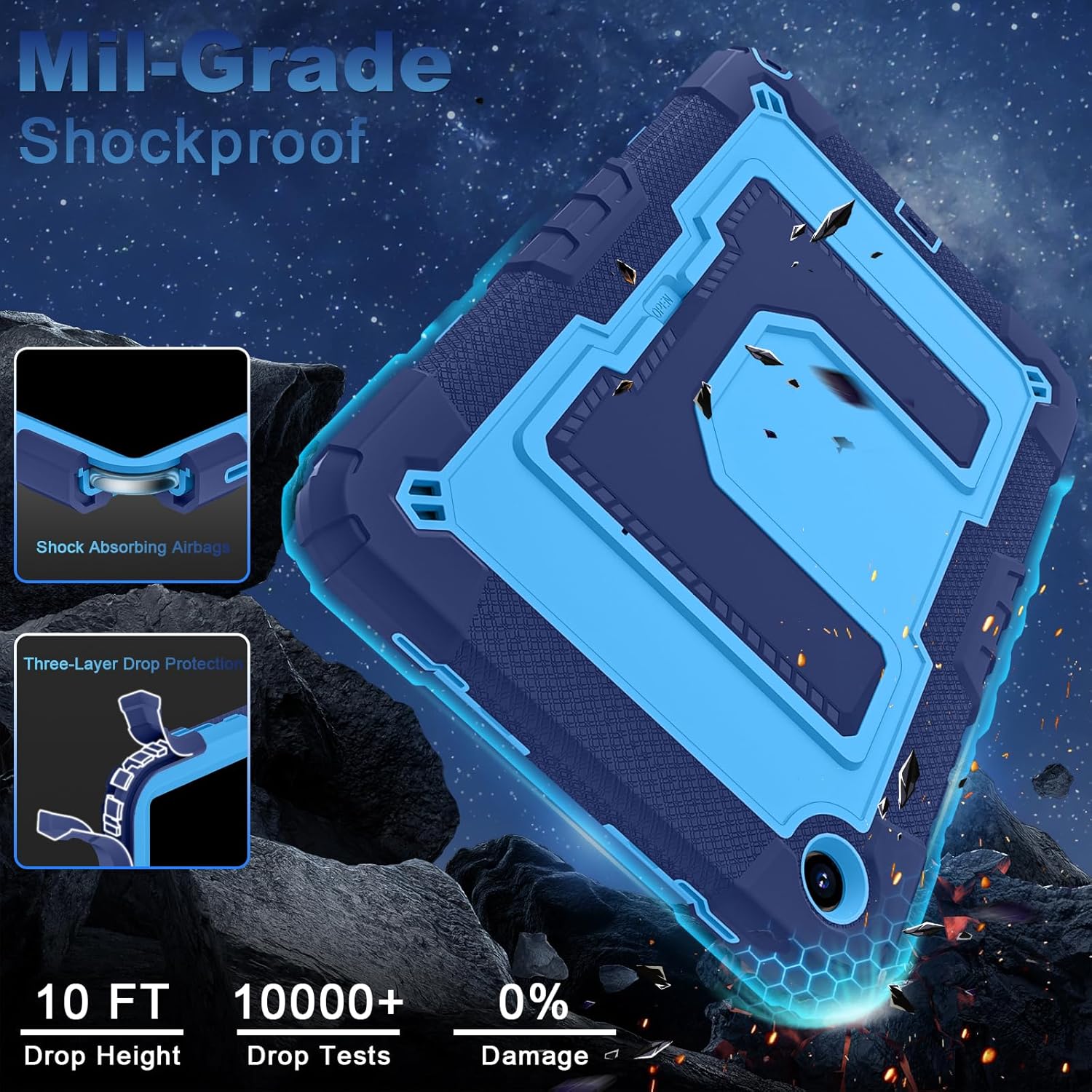 WESOROL Case for Samsung Galaxy Tab A11 Plus/A9 Plus 11 Inch,Heavy Duty Shockproof Cover for Samsung Tablet A11+/A9+ Case with Kickstand Shoulder Strap,Navy Blue