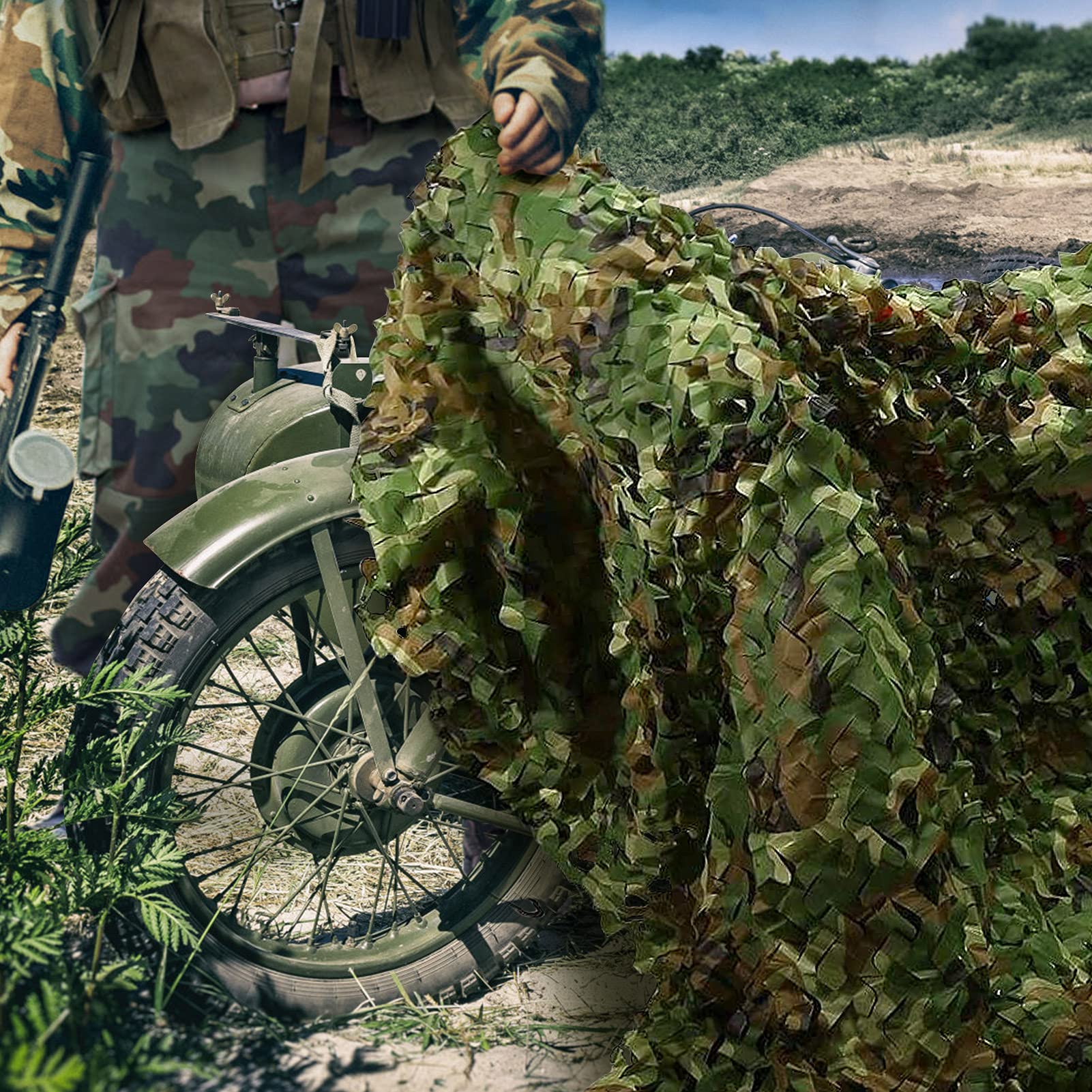 Greensen Red de Camuflaje de 10 x 10, protección Solar, Camuflaje, Camuflaje, Camuflaje, Camuflaje, Camuflaje, ejército, Red de Ocio, Camping, Exterior, para Caza, Fuego, decoración Militar