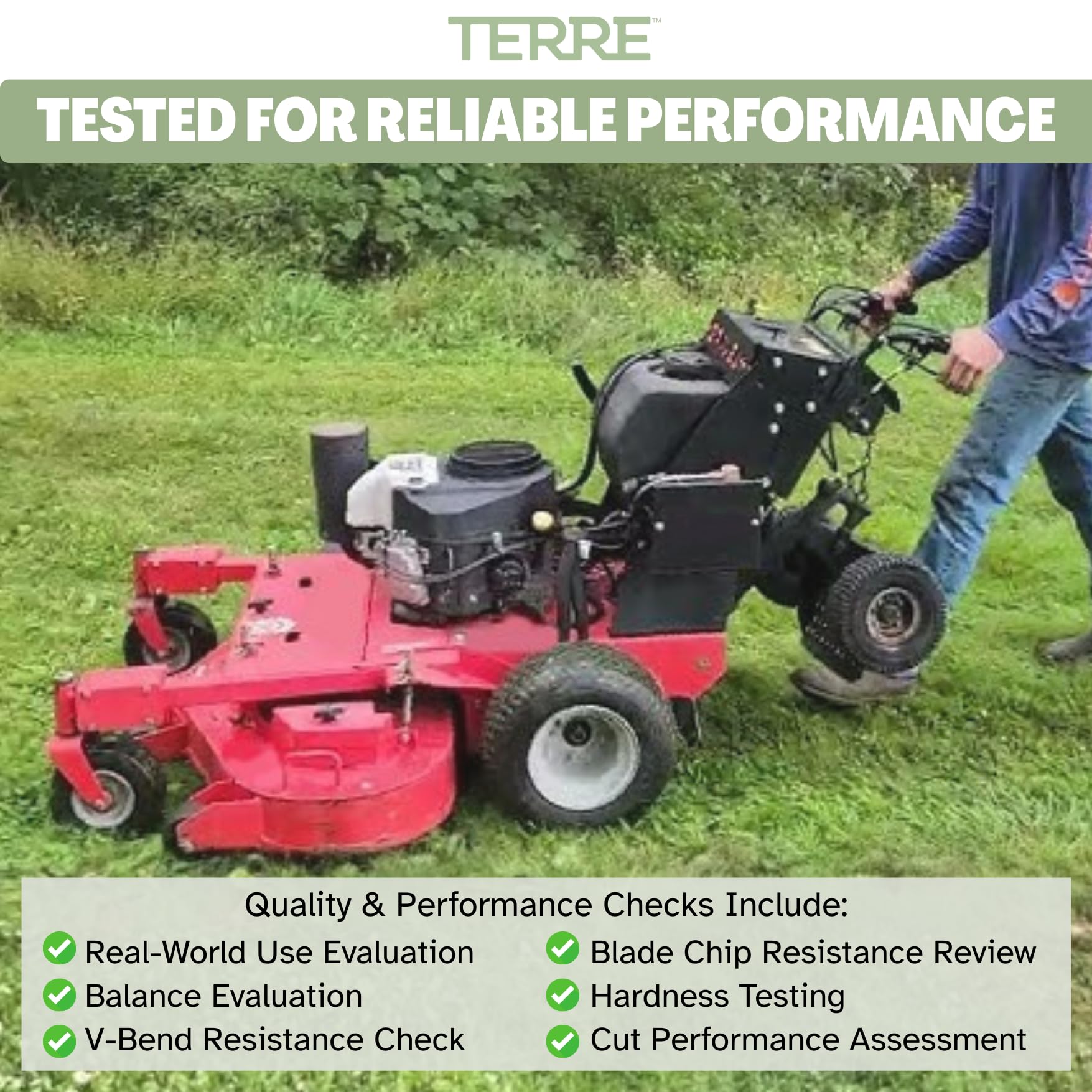 Terre Products - Paquete de 3 Cuchillas para cortacésped, Cubierta de 48 Pulgadas, Compatible con Gravely, Scag, Hustler, John Deere, Repuesto para 795757, 481706, 482461