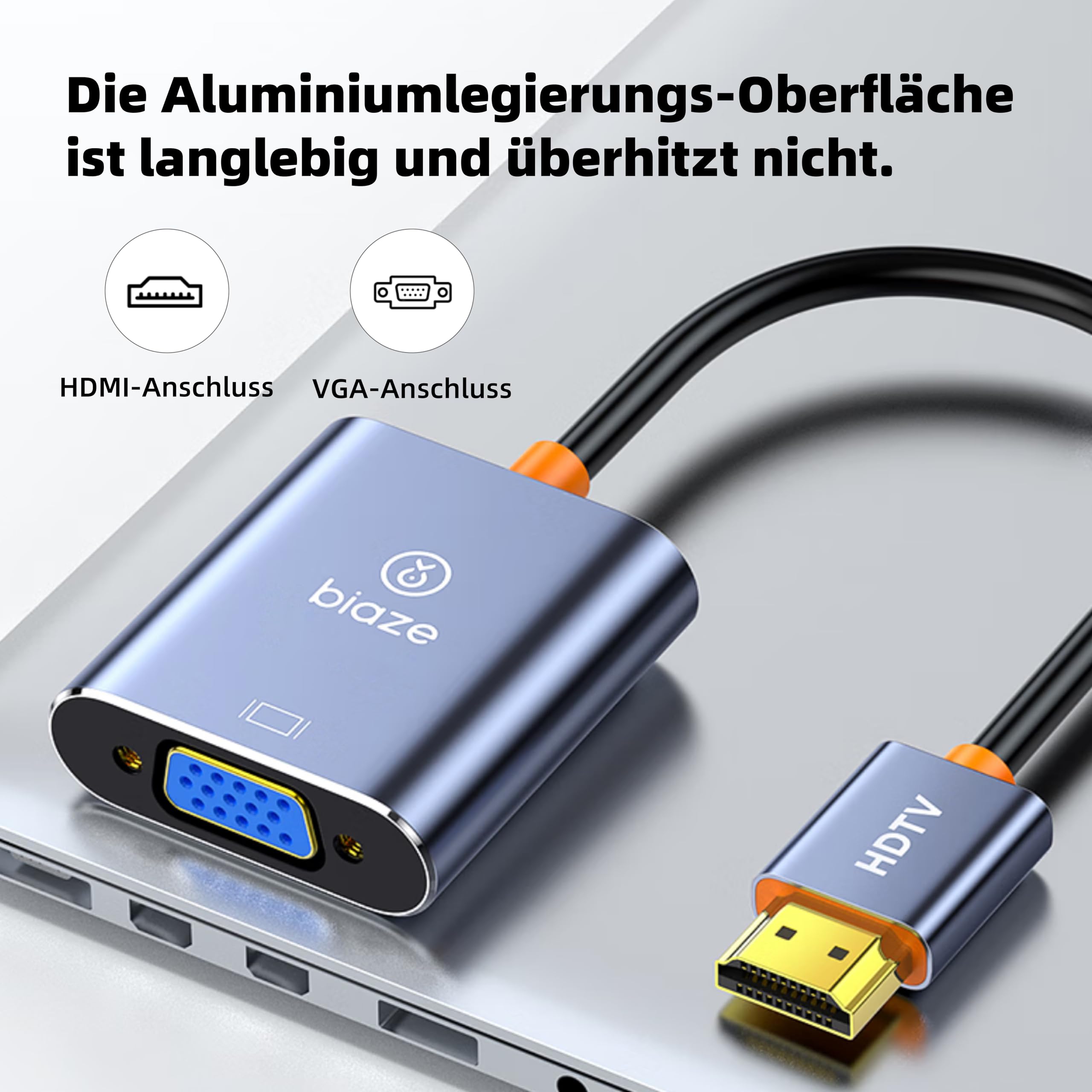 ZH276 adapter HDMI na VGA, 10 szt. 1080p 60 Hz, adapter (wtyczka na gniazdo) do laptopa, komputera, monitora TV, projektora, pozłacanego kabla przyłączeniowego