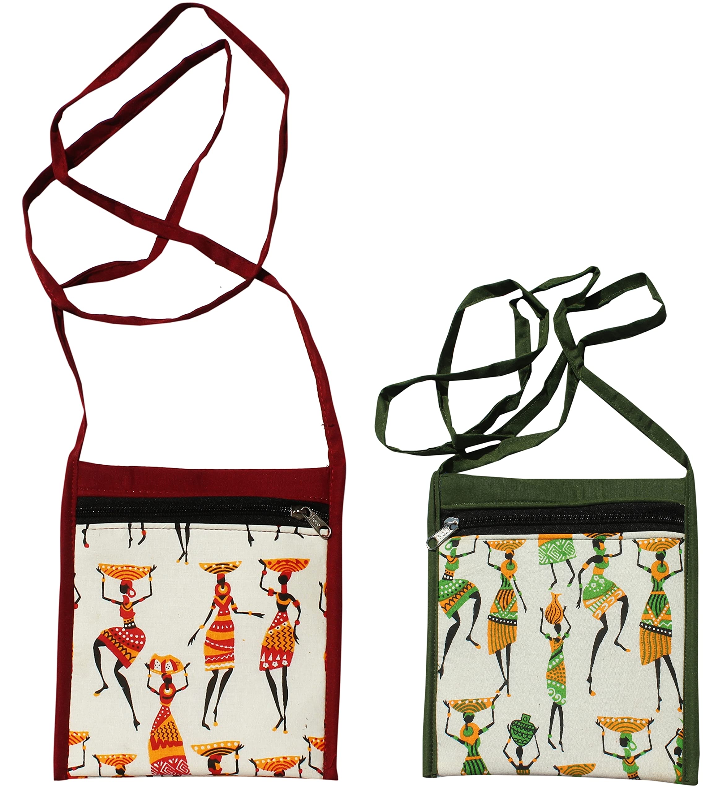 Mandhania Warli Printed Cotton Sling Bags for Womens Pack of 2 Multicolor (B08KGC6Z1V) Amazon Price History, Amazon Price Tracker