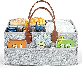 Baby Diaper Caddy Organizer - Large Diaper Caddy Basket, Diaper Organizer, Felt Storage Basket Car Diaper Caddy, Baby Newborn Essentials Must Haves, Diaper Caddy for Baby Boy and Girl…
