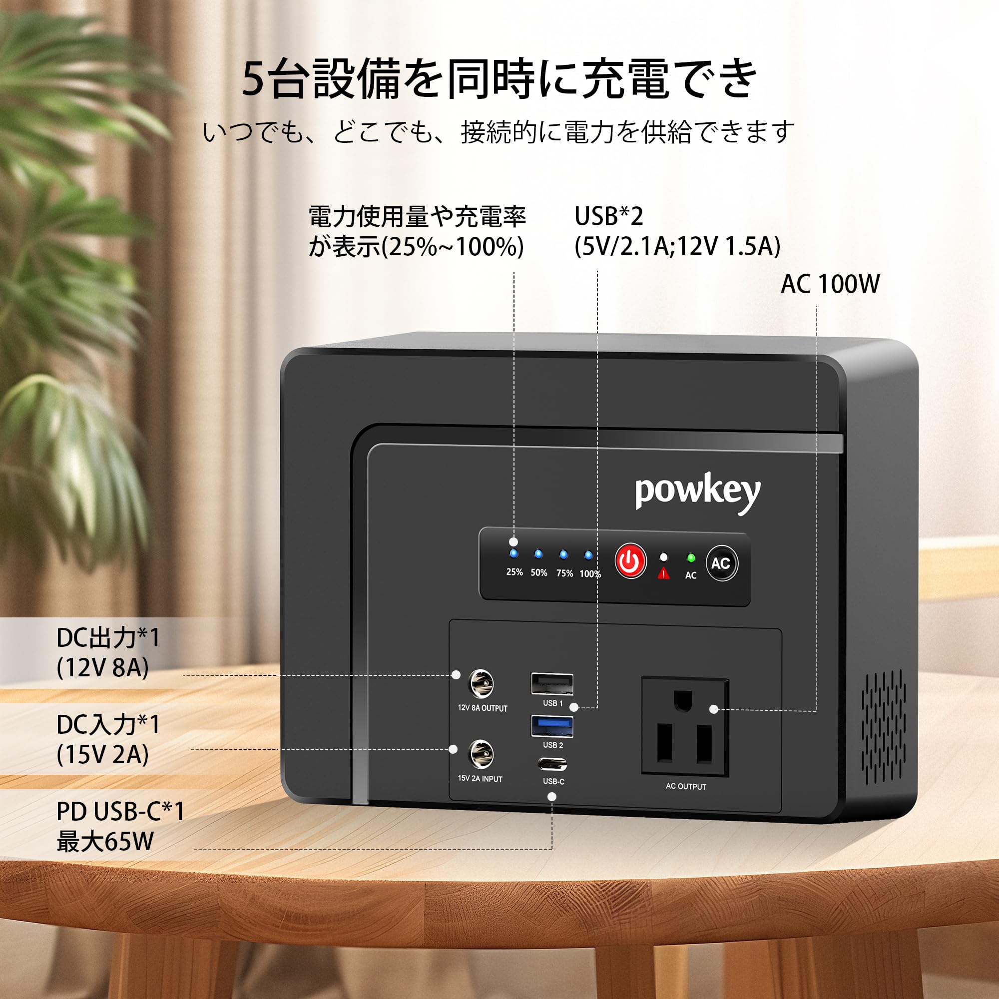 Powkey ポータブル電源 G100 97.68Wh/26400mAh Amazon.co.jp: Powkey ポータブル電源 G100 97.68Wh/26400mAh ぽ