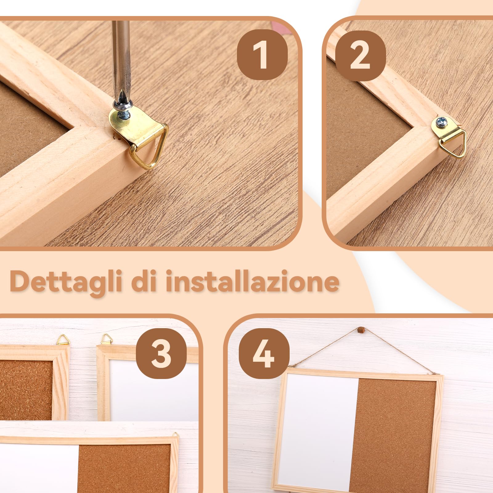 Lavagna in Sughero,Combinazione Di Set Di Lavagne In Sughero, Lavagne in Sughero Da 15,74 x 11,81 Per Bacheche Da Parete, Con Guarnizioni,Puntine In legno,Golfari,Viti Applicabili All'home Office