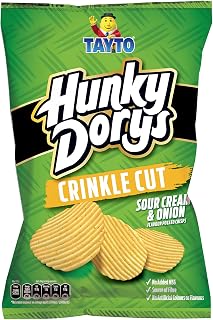 Tayto Hunky Dorys Crinkle Cut Sour Cream And Onion Potato Chips, 4.8 oz, Pack of 3