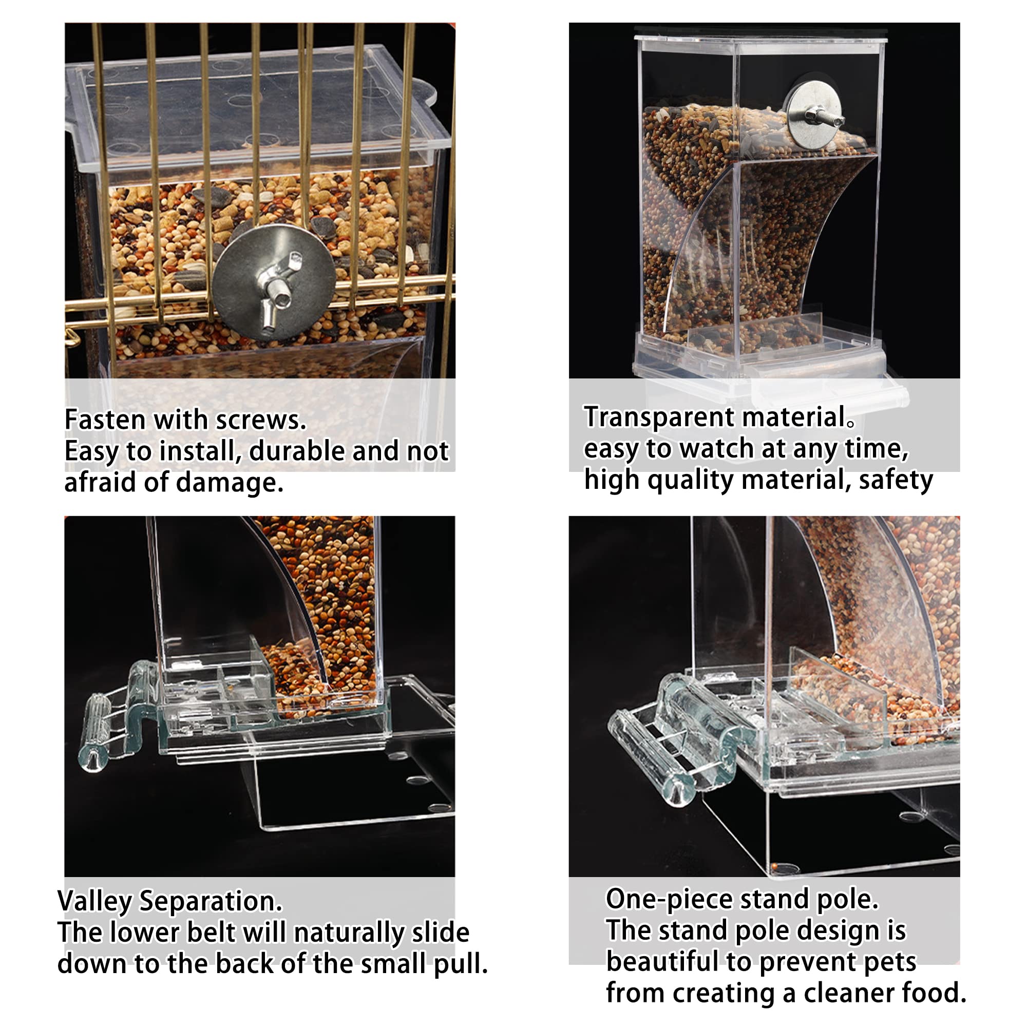 Mangeoire Automatique à Oiseaux en Acrylique sans désordre – Accessoire de Cage pour Perroquet, canari, cacatoès, la Plupart des Oiseaux (Lot de 1)