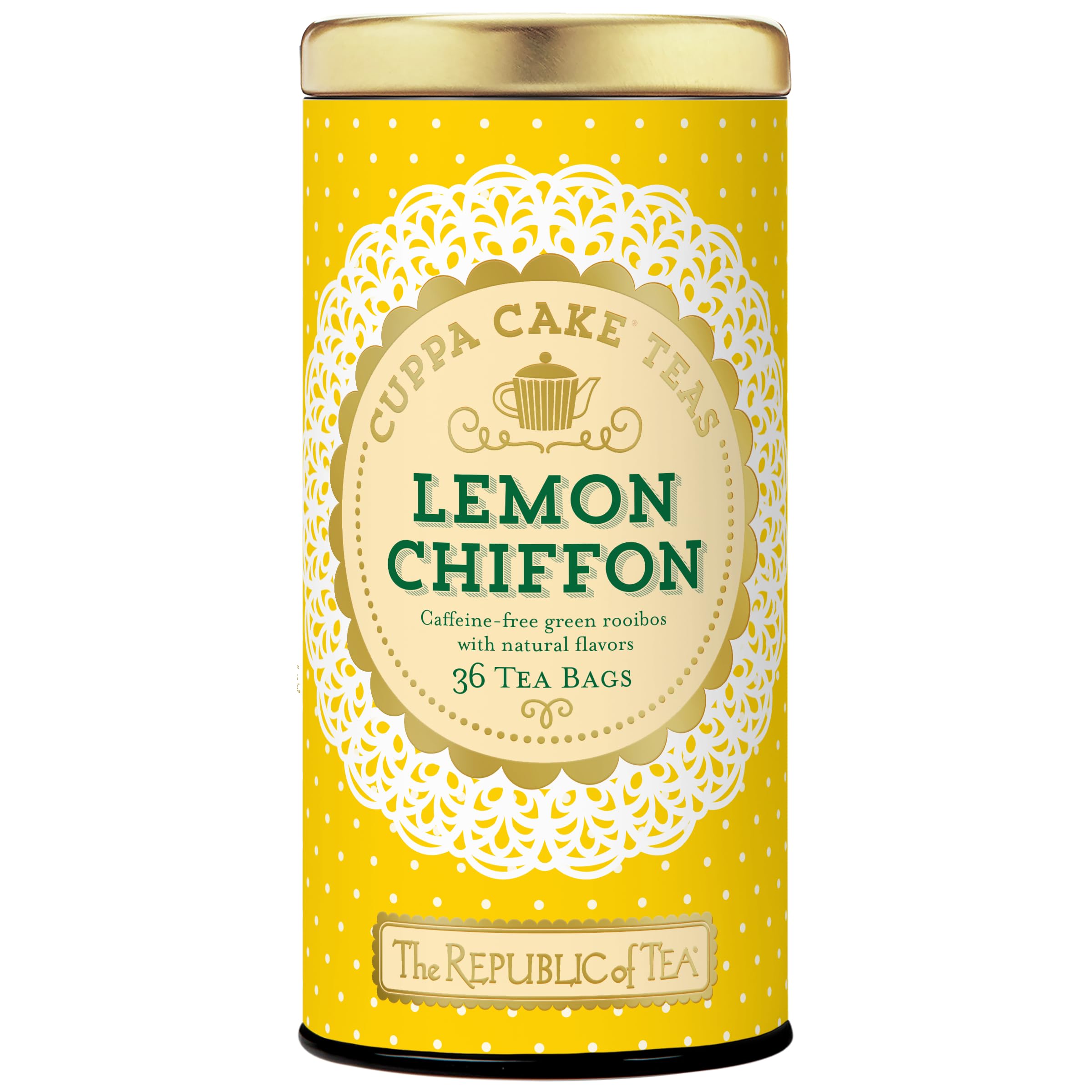 The Republic of Tea Lemon Chiffon Cuppa Cake Tea, 36 Tea Bags, Decadent Herbal Green Rooibos Tea
