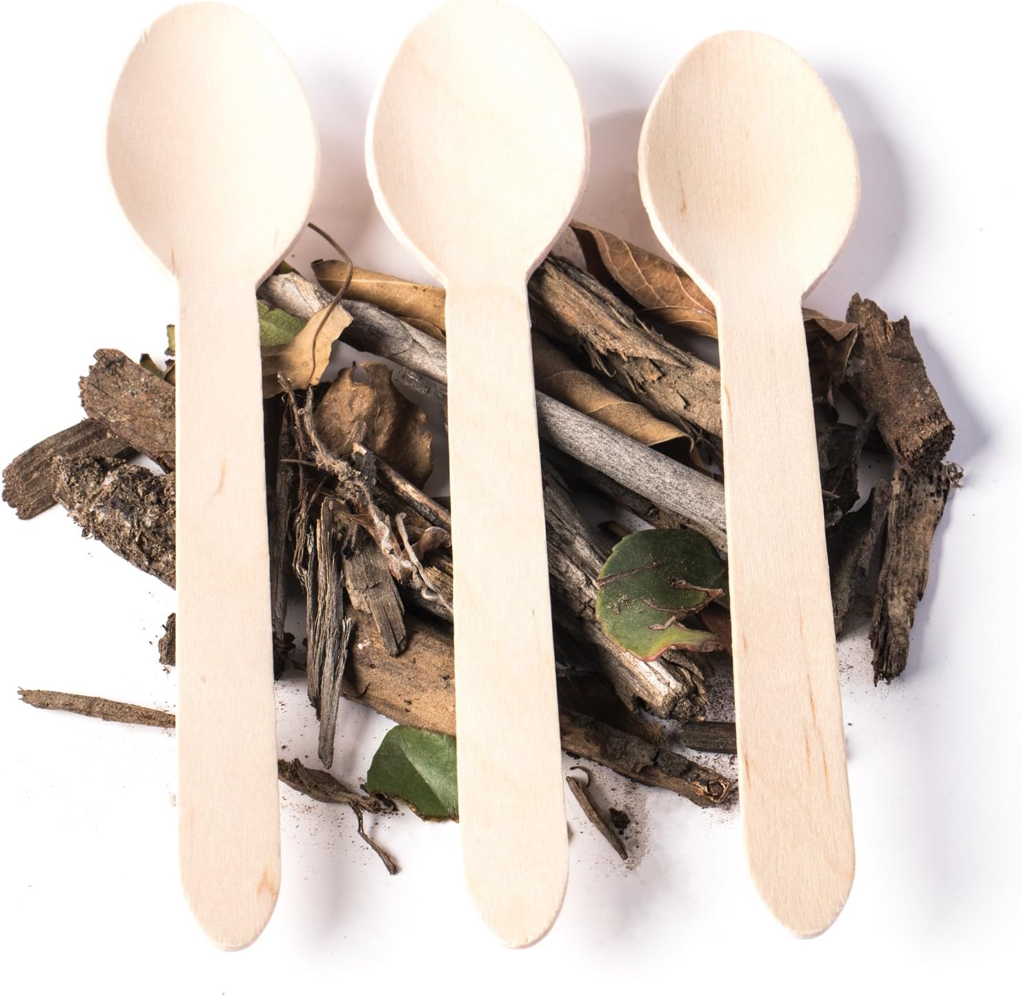  | Huji Eco- Friendly Wooden Spoons - Disposable Wood Cutlery! 50 Spoons 6.1": Spoons