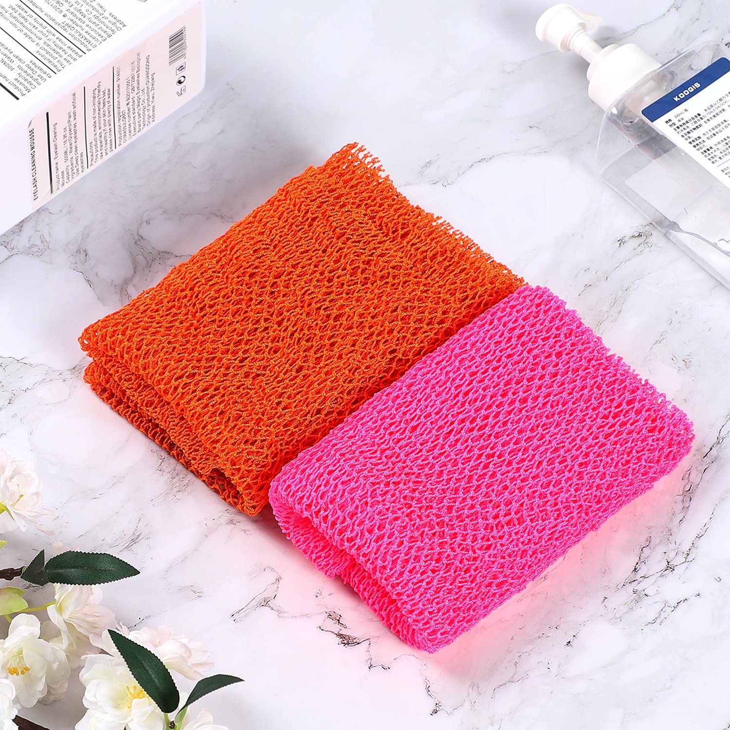 African Net Long Bath Net Sponge,JASSINS African Bathing Body Exfoliating Net Shower Body/Back Scrubber Skin Smoother,Stretch Length to 66 INCH (Pink) - Image 3