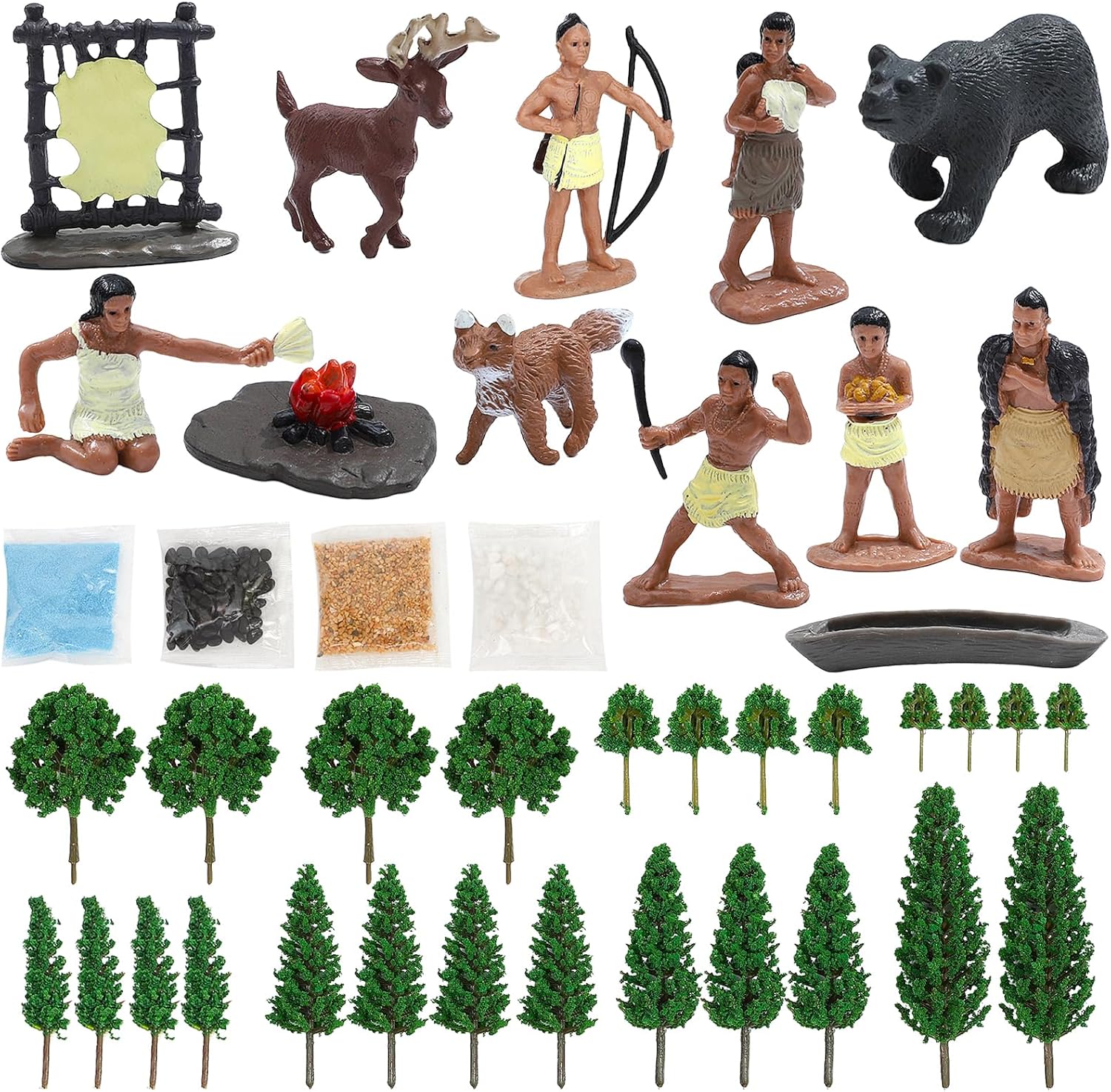 ONEST 34 Pieces Native American Figurines Indian Figurines Indians Historical Plastic Action Figures for Projects Decoration Birthday Gift Dollhouse Cake Toppers