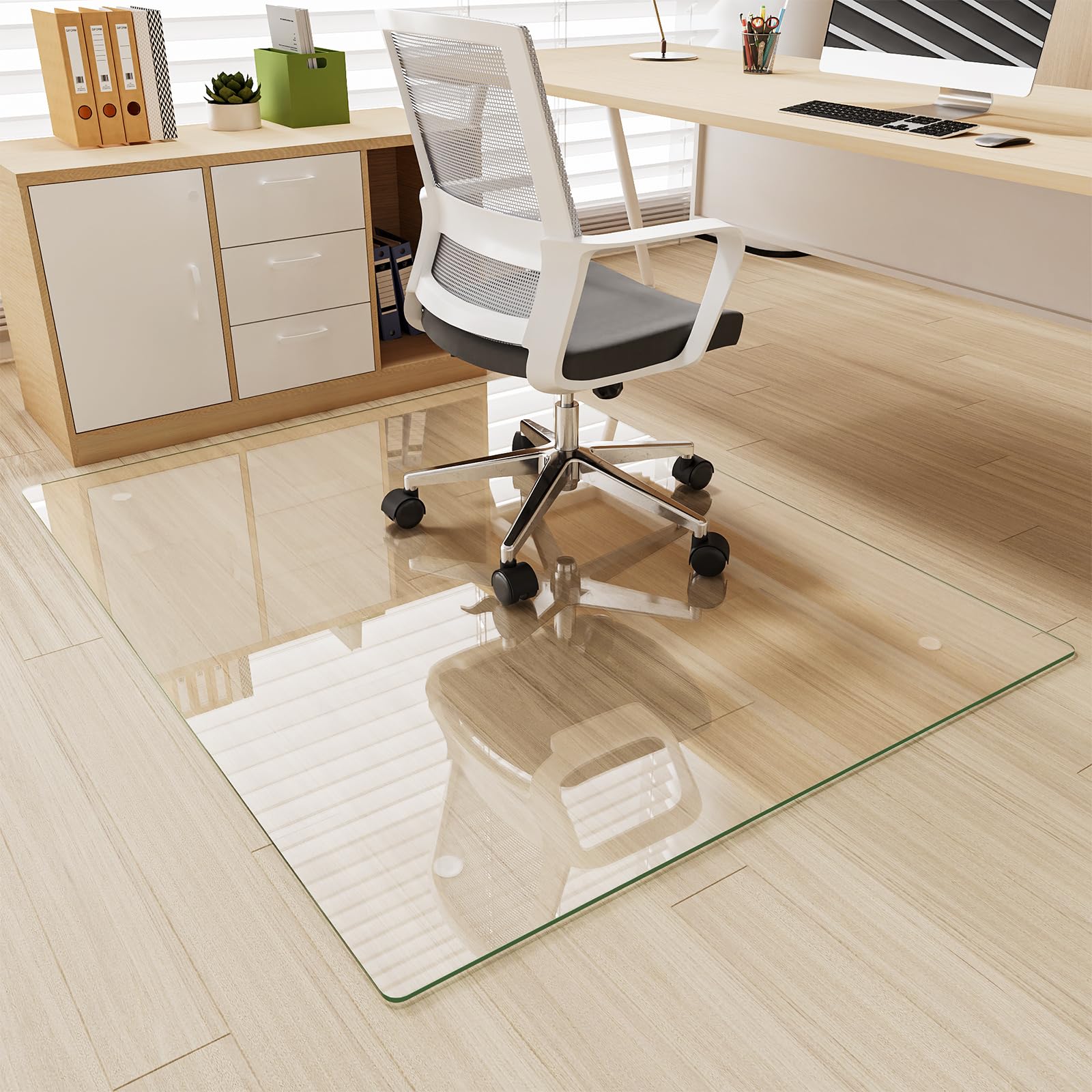[Tempered Glass] 40" x 60" Glass Office Chair Mat for Carpet