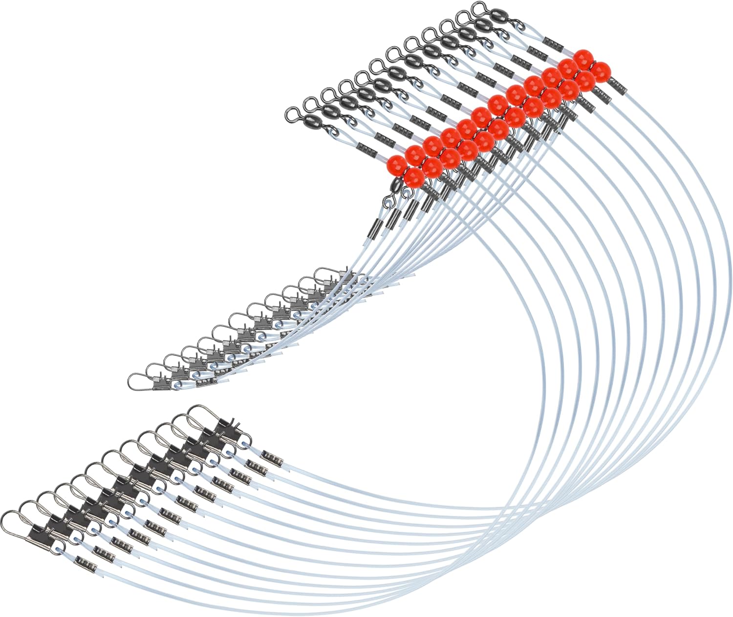 Fishing Leaders Saltwater Tackle Surf Fishing Rigs High Strength Mono Fishing Wire Leaders with Swivel Snaps Beads Gear Equipment for Lures Bait Hooks, 1Arm 2Arms