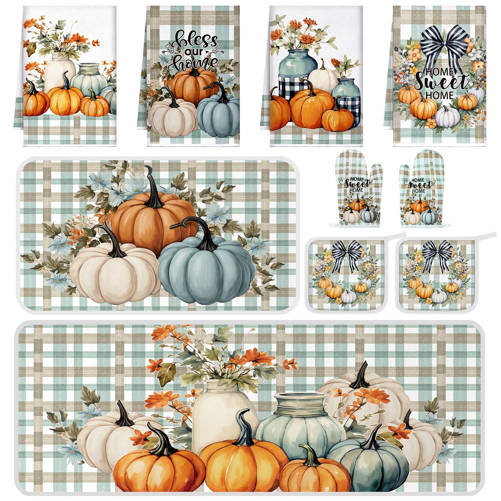 Fourluoo 10 Pcs Thanksgiving Kitchen Decor Fall Pumpkin Kitc -12 Fourluoo 10 Pcs Thanksgiving Kitchen Decor Fall Pumpkin Kitc -12
