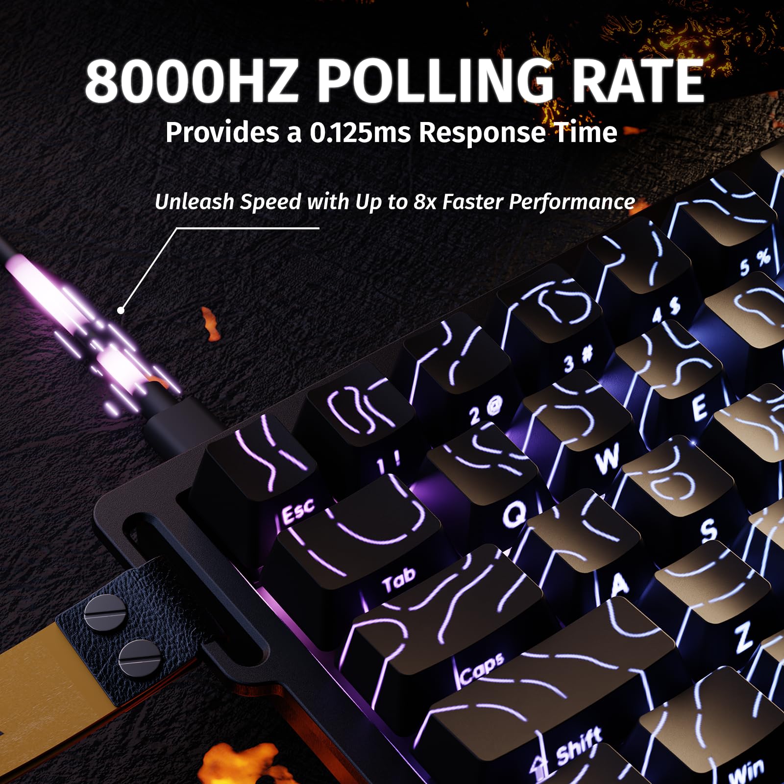 ATTACK SHARK X68 HE Tastiera Rapid Trigger 8000Hz, Tastiera Gaming RGB Cablata al 60% con Precisione RT di 0,01mm, Switch Magnetici, Attuazione Regolabile, Snap Tap, per PC/Mac, Contorni Neri