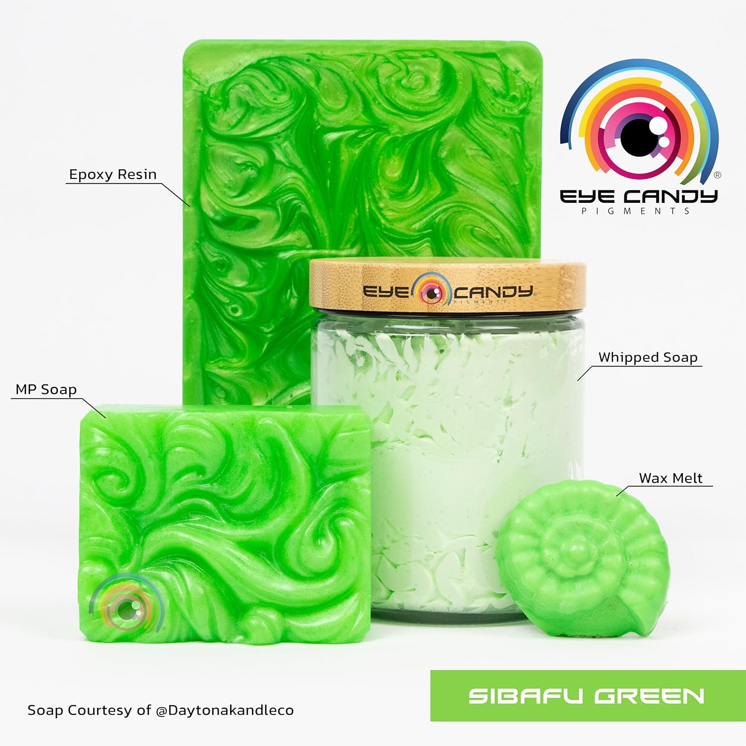 Eye Candy Pigments Premium Green Mica Powder - Sibafu Green (50gr) - for Epoxy, Resin, Soap, Paint, Woodworking, Acrylic Pouring, Bath Bombs, Fishing Lures - DIY Arts and Crafts Additive - Image 2