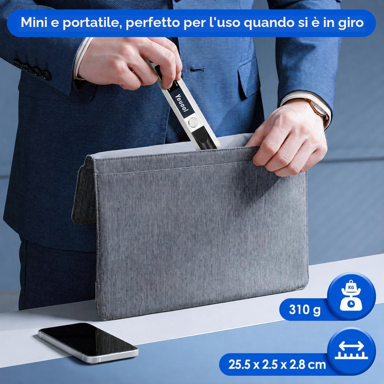 Scanner manuale A4 900 DPI JPG/PDF formato USB 2.0 | Scanner portatile per foto a colori ad alta risoluzione, scanner portatile per documenti, ricevute, foto (argento)