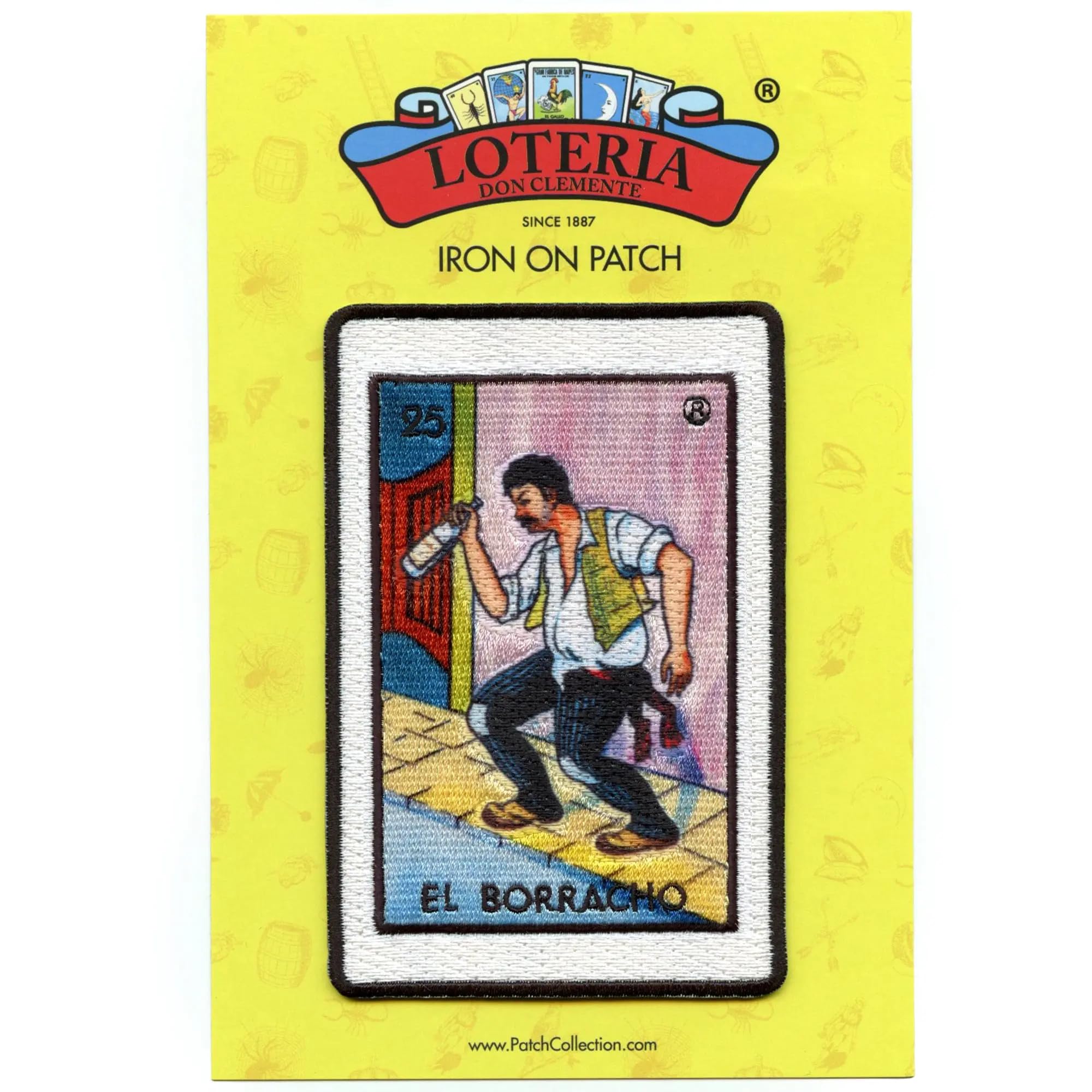 El Borracho 25 Patch Drunk Mexican Loteria Card Sublimated Embroidery Iron On