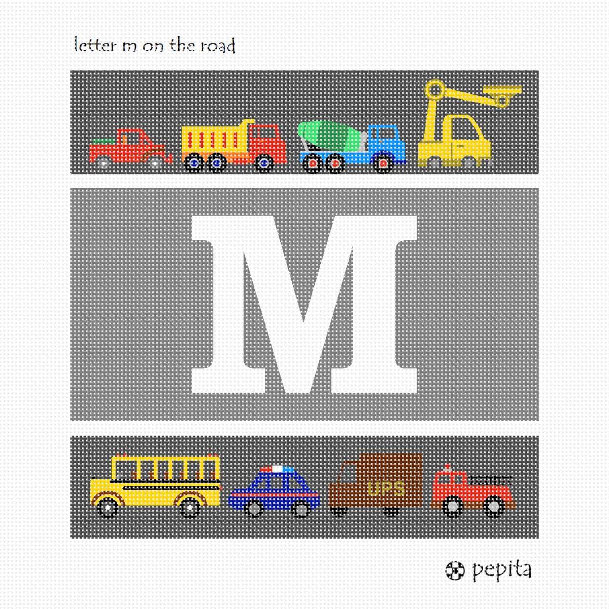 Pepita Needlepoint kit: Letter M On The Road, 10
