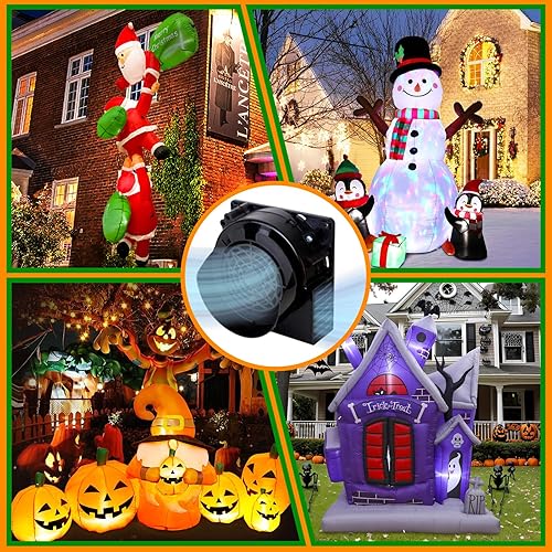 Miniatura 7 de OurWarm Repuesto de ventilador inflable de 1.2 A, motor inflable para inflables con adaptador de 1.5 A y 5 luces LED, ideal para Halloween de 5 a 10