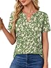 AKEWEI Short Sleeve Blouses for Women V Neck T Shirts Pleated Summer Dressy Casual Tops