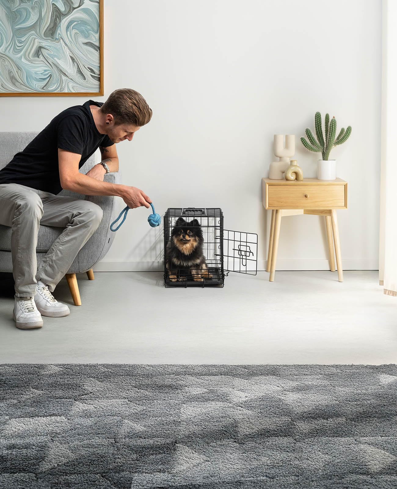lionto Gabbia di Transporto pieghevole per Cuccioli per Cani, (S) 45x31x36 cm Nero