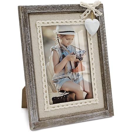 Amazon.com: Afuly 4x6 Rustic Picture Frame White Heart Picture Frame ...
