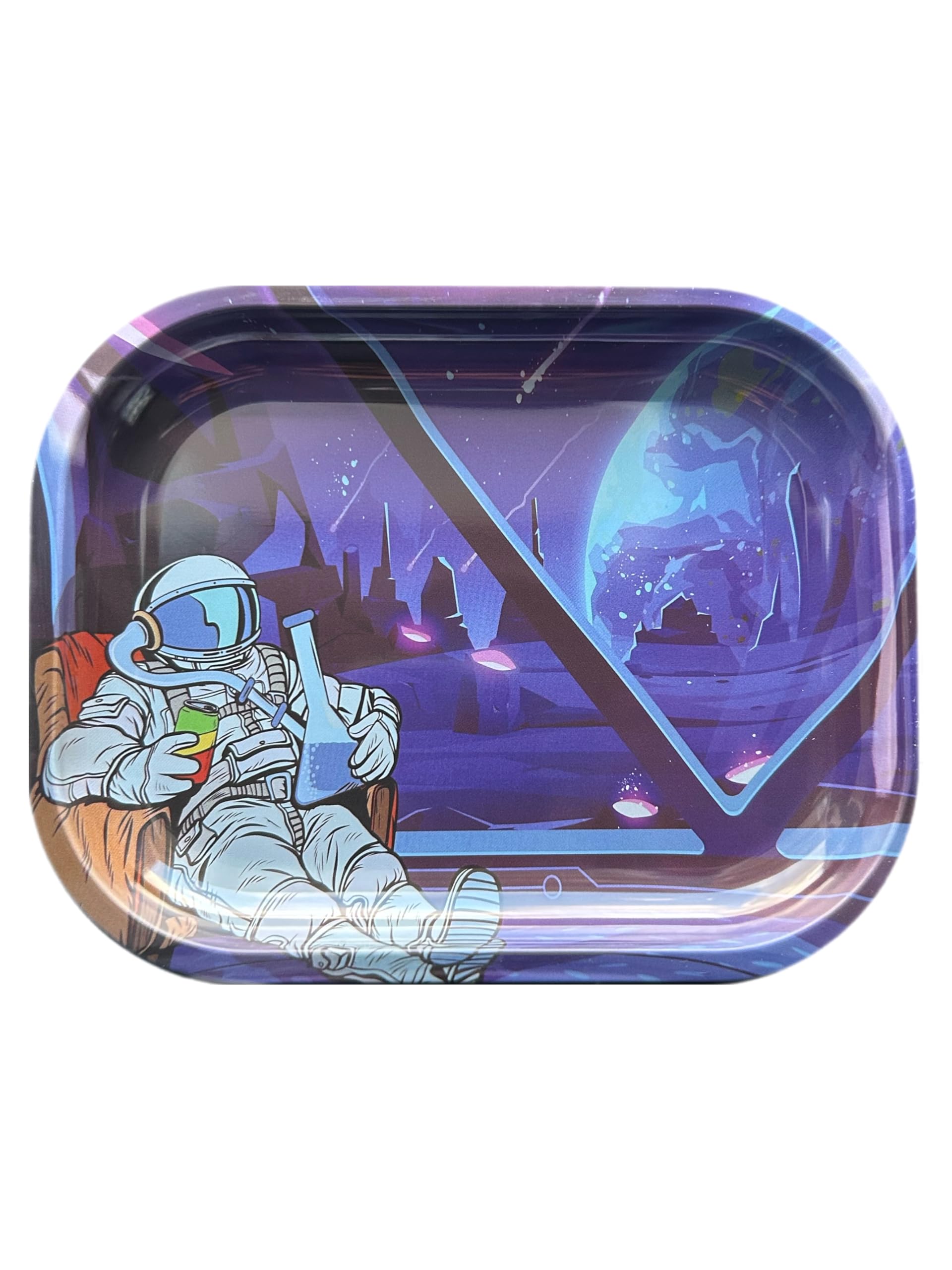 Rolltabletts Aus Metall Mit Cartoon-Design – Praktisch Für Reise Oder Zuhause (17,8 X 14,9 Cm)