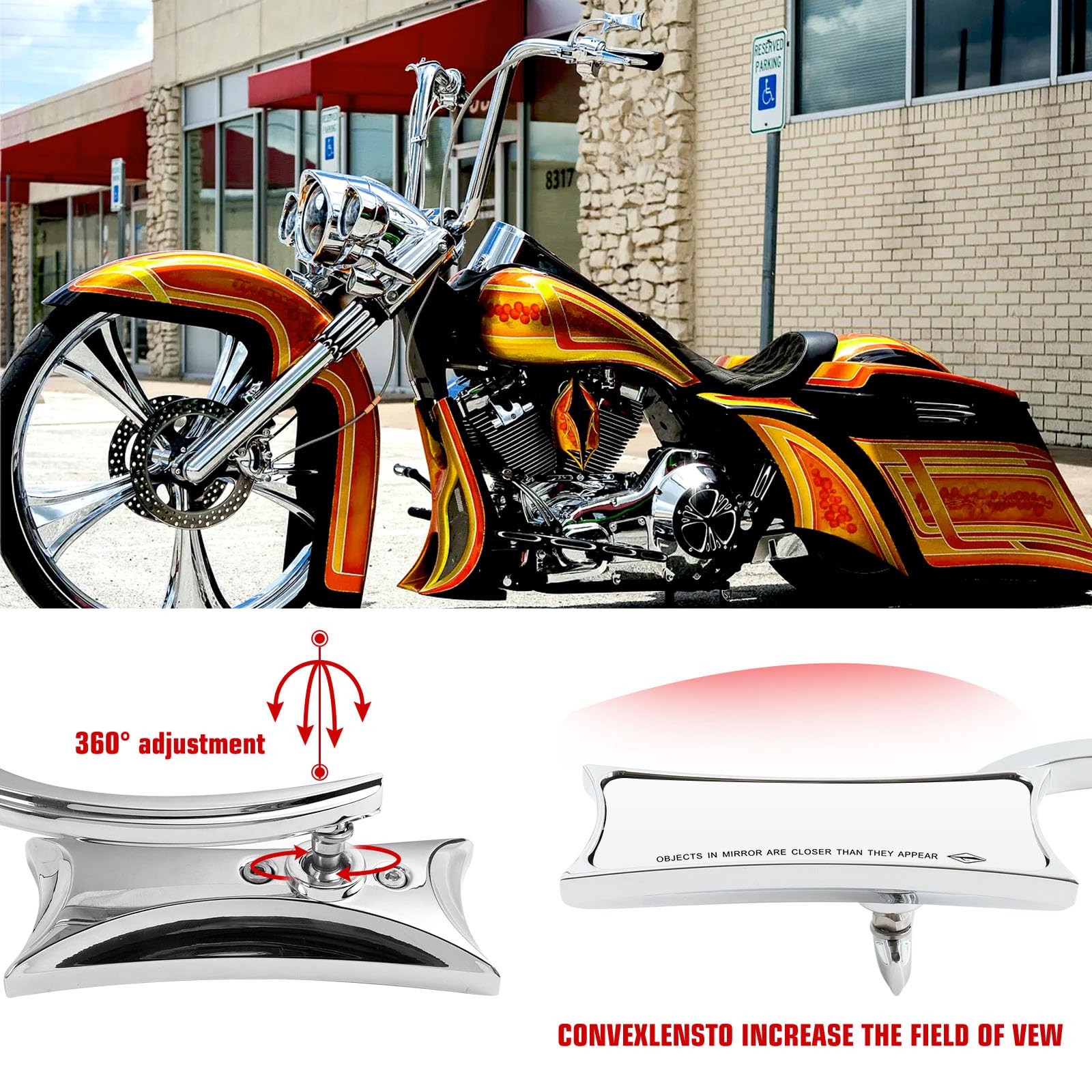 8mm Black Motorcycle Mirrors Black For Harley Davidson Street Road Glide Special
