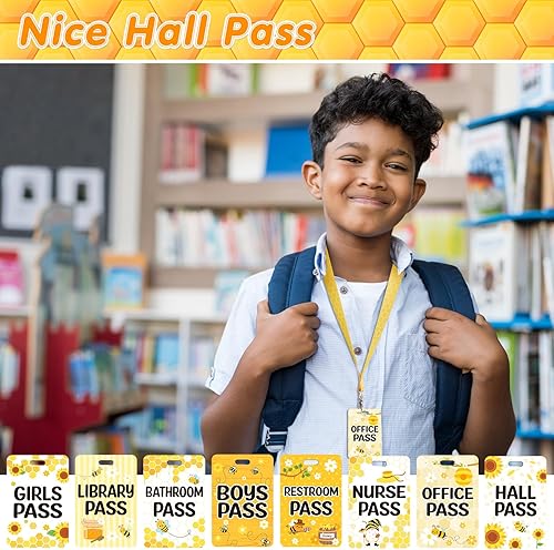 Miniatura 5 de Juego de 8 cordones para pasillos escolares y pases escolares de cloruro de polivinilo irrompible para pases de baño para aulas pases de biblioteca