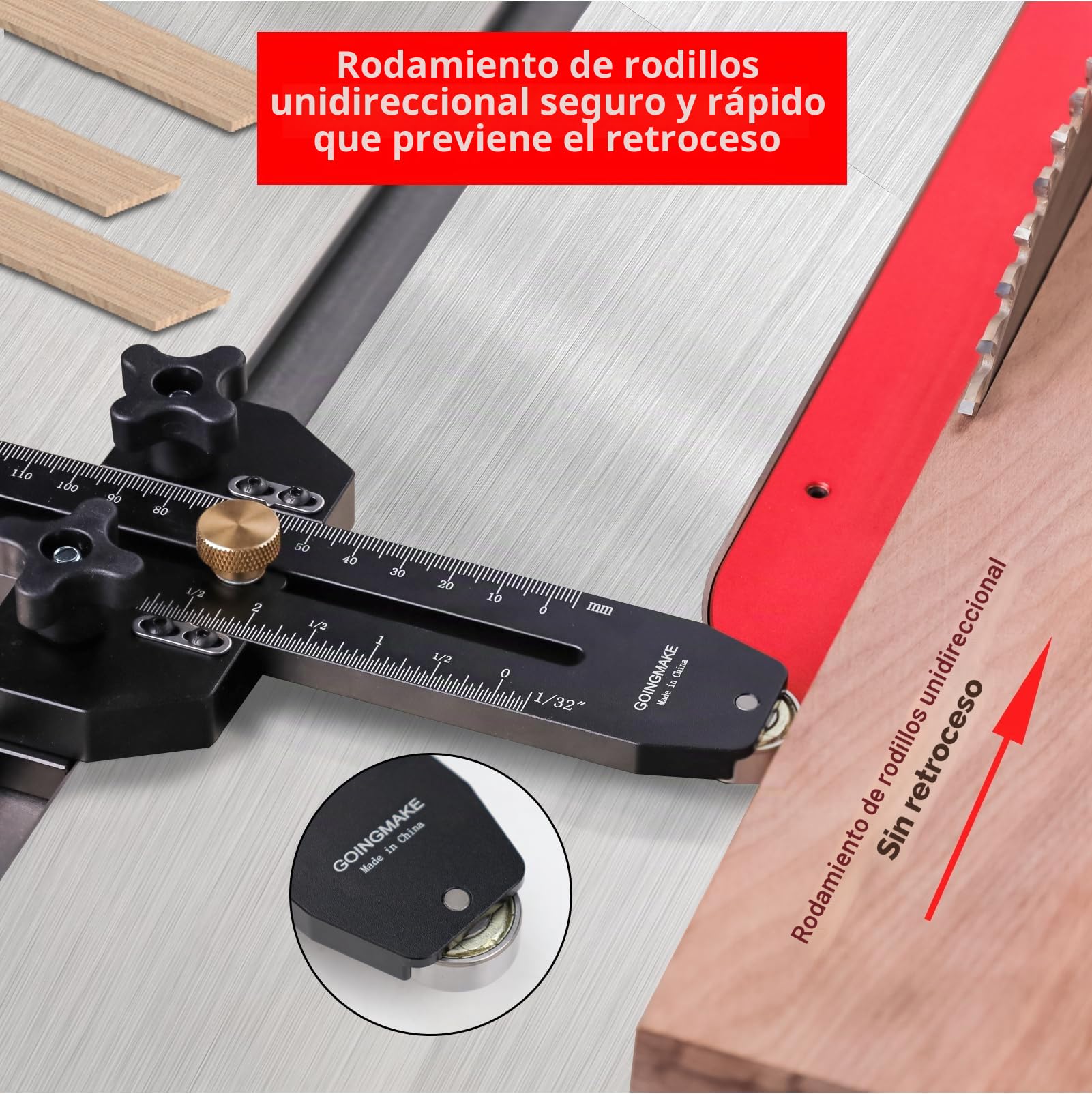 GOINGMAKE Guía de plantilla de sierra de mesa de corte fino para hacer cortes repetitivos de tiras finas y estrechas, herramientas de carpintería, guía de rasgado rápido y delgado para sierra de mesa,